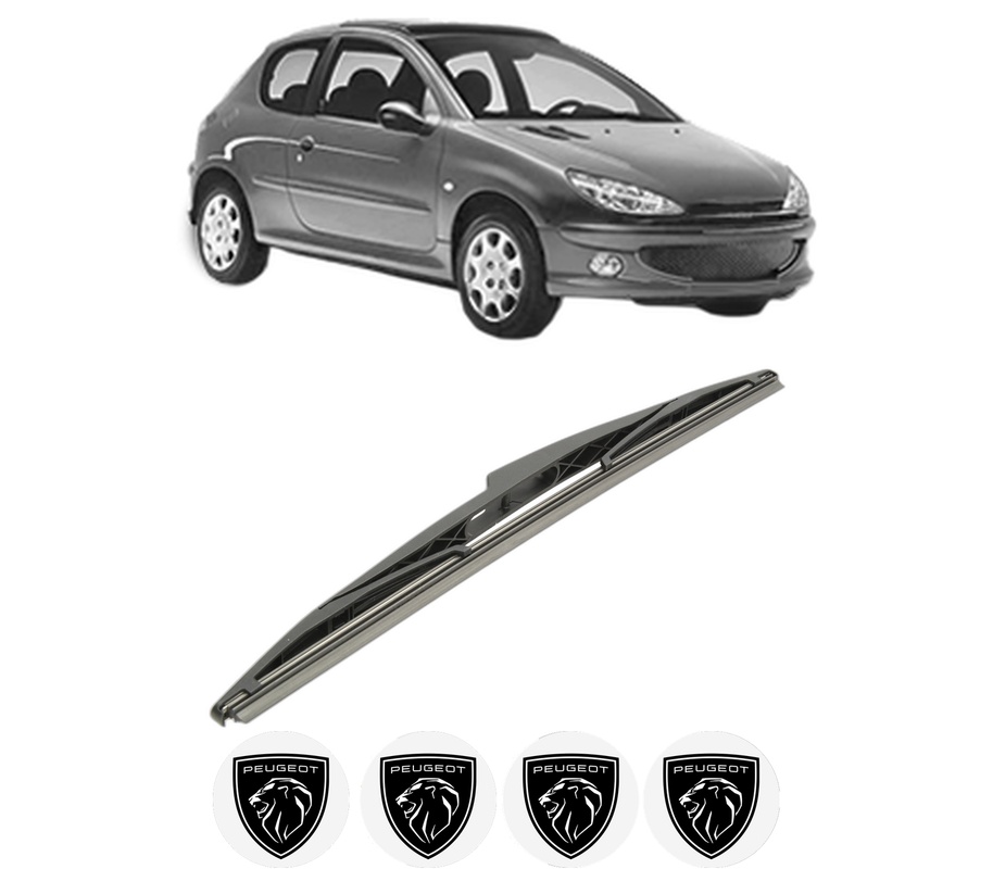 Stergator lamela spate PEUGEOT 206 Hatchback (2A/C) din 1998 - 2012, pentru luneta auto, Bosch Twin, din cauciuc siliconat rezistent, 4 Stickere Auto PEUGEOT