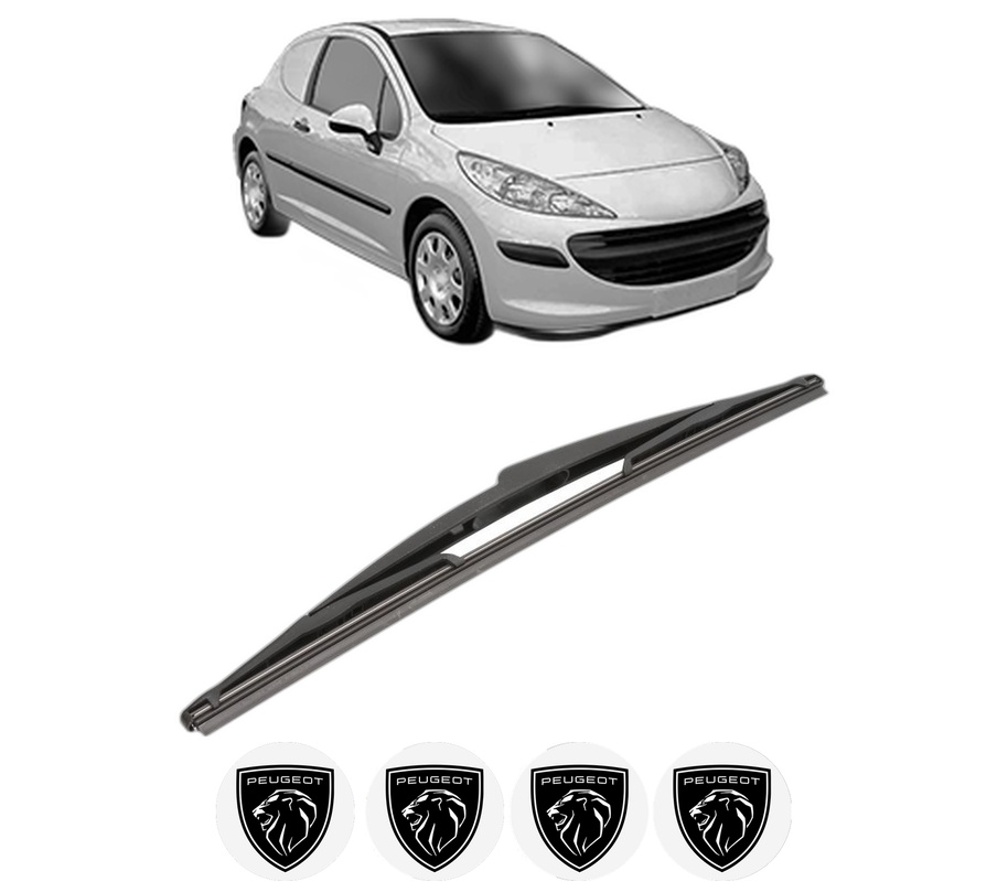 Stergator lamela spate PEUGEOT 207 Hatchback Van (WA_, WC_) din 2007 - 2012, pentru luneta auto, Valeo Silencio, din cauciuc siliconat rezistent, 4 Stickere Auto PEUGEOT