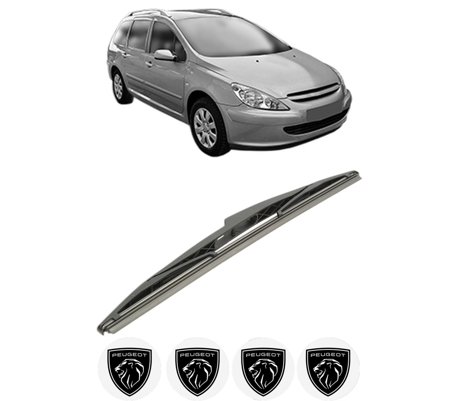 Stergator lamela spate PEUGEOT 307 SW Estate Van (3E_, 3H_) din 2003 - 2009, pentru luneta auto, Bosch Twin, din cauciuc siliconat rezistent, 4 Stickere Auto PEUGEOT