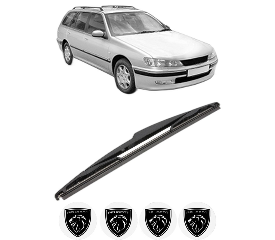 Stergator lamela spate PEUGEOT 406 Break (8E/F) din 1996 - 2004, pentru luneta auto, Valeo Silencio, din cauciuc siliconat rezistent, 4 Stickere Auto PEUGEOT