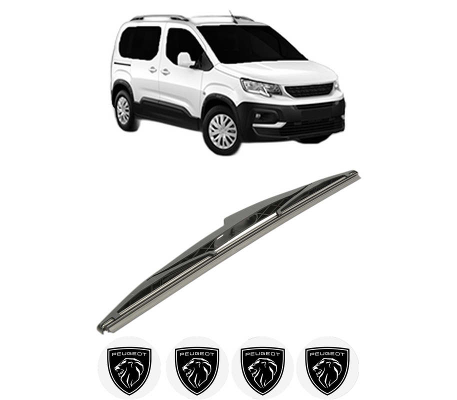 Stergator lamela spate PEUGEOT RIFTER din 2018 - 2023, pentru luneta auto, Bosch Twin, din cauciuc siliconat rezistent, 4 Stickere Auto PEUGEOT
