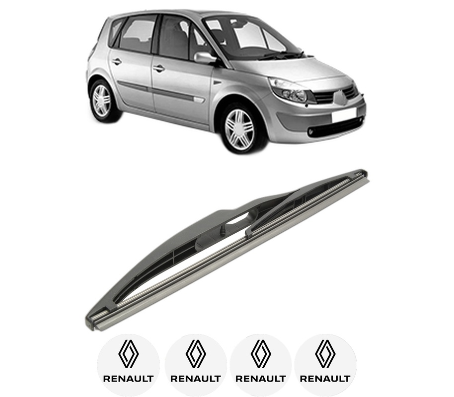 Stergator lamela spate RENAULT SCENIC II (JM0/1_) din 2003 - 2009, pentru luneta auto, Bosch Twin, din cauciuc siliconat rezistent, 4 Stickere Auto RENAULT