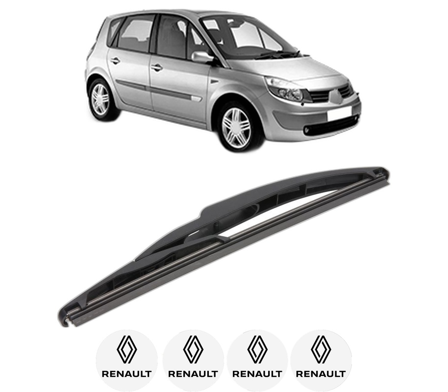 Stergator lamela spate RENAULT SCENIC II (JM0/1_) din 2003 - 2009, pentru luneta auto, Valeo Silencio, din cauciuc siliconat rezistent, 4 Stickere Auto RENAULT