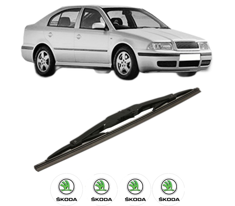 Stergator lamela spate SKODA OCTAVIA I (1U2) din 1996 - 2010, pentru luneta auto, Bosch Twin, din cauciuc siliconat rezistent, 4 Stickere Auto SKODA