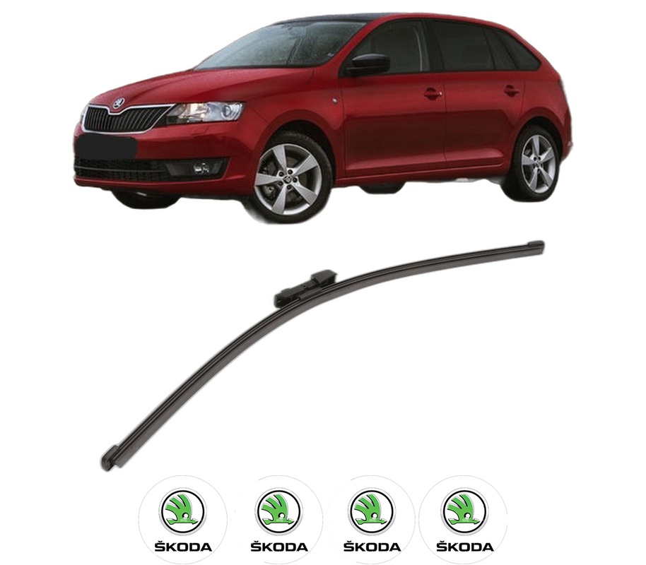 Stergator lamela spate SKODA RAPID Spaceback (NH1) din 2012 - 2019, pentru luneta auto, Valeo Silencio Xtrm, din cauciuc siliconat rezistent, 4 Stickere Auto SKODA