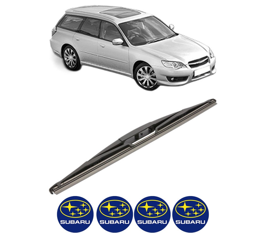 Stergator lamela spate SUBARU LEGACY IV Estate (BP) din 2003 - 2009, pentru luneta auto, Valeo Silencio, din cauciuc siliconat rezistent, 4 Stickere Auto SUBARU