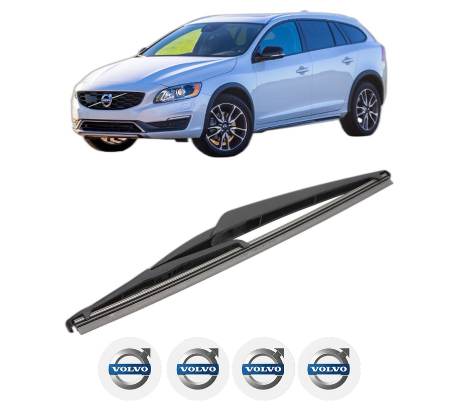 Stergator lamela spate VOLVO V60 I Cross Country (157) din 2015 - 2018, pentru luneta auto, Valeo Silencio, din cauciuc siliconat rezistent, 4 Stickere Auto VOLVO