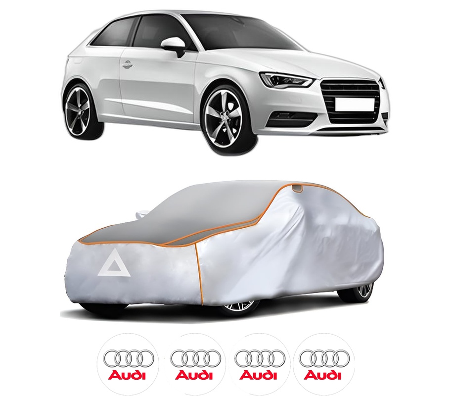 Husa Prelata Antigrindina Auto AUDI A3 (8V1, 8VK) din 2012-2020, Protectie auto contra intemperiilor la grindina, Waterproof, 4x Stickere auto AUDI