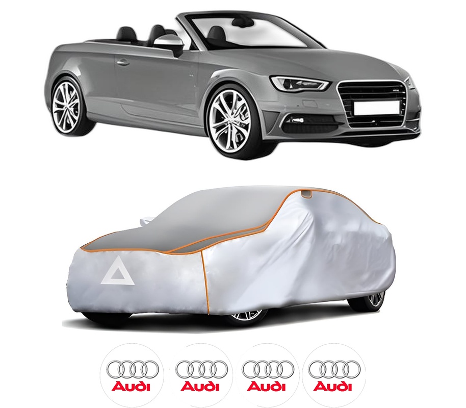 Husa Prelata Antigrindina Auto AUDI A3 Convertible (8V7, 8VE) din 2013-2020, Protectie auto contra intemperiilor la grindina, Waterproof, 4x Stickere auto AUDI