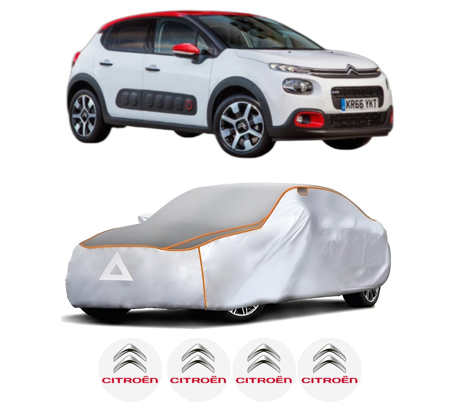 Husa Prelata Antigrindina Auto CITROEN C3 III (SX) din 2016-2018, Protectie auto contra intemperiilor la grindina, Waterproof, 4x Stickere auto CITROEN