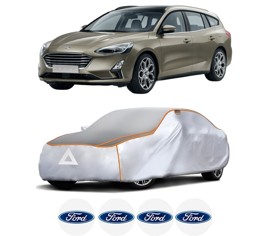 Husa Prelata Antigrindina Auto FORD FOCUS IV Turnier (HP) din 2018-2022, Protectie auto contra intemperiilor la grindina, Waterproof, 4x Stickere auto FORD