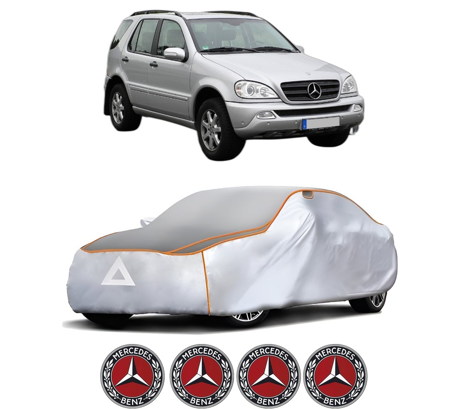 Husa Prelata Antigrindina Auto MERCEDES-BENZ M-CLASS (W163) din 1998-2005, Protectie auto contra intemperiilor la grindina, Waterproof, 4x Stickere auto MERCEDES-BENZ
