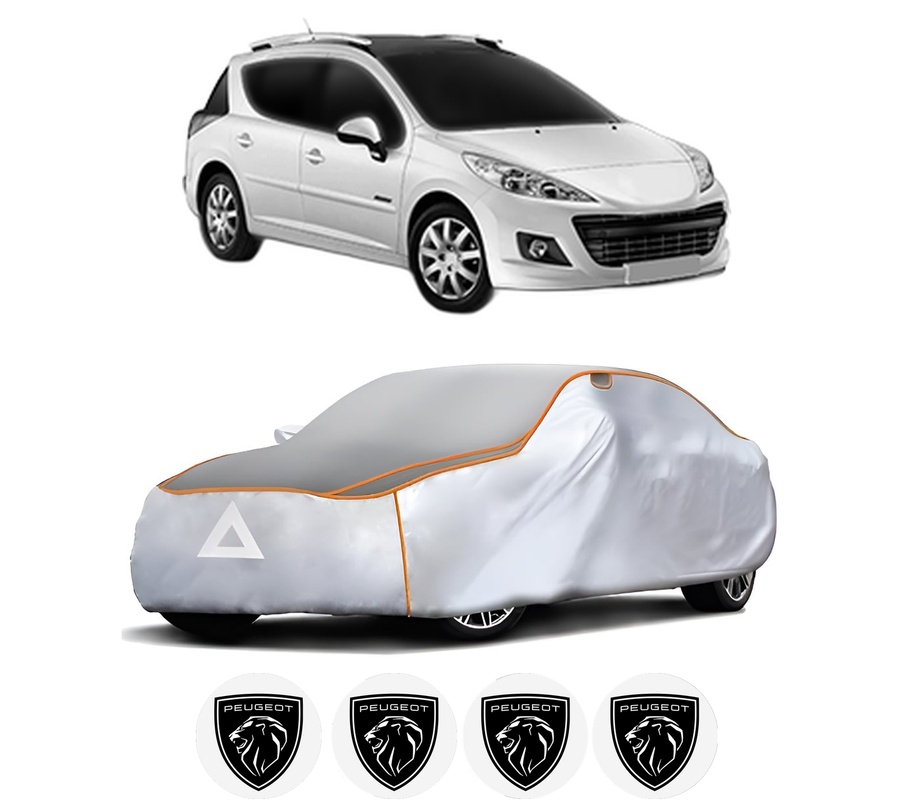 Husa Prelata Antigrindina Auto PEUGEOT 207 SW Estate Van (WK_) din 2007-2012, Protectie auto contra intemperiilor la grindina, Waterproof, 4x Stickere auto PEUGEOT