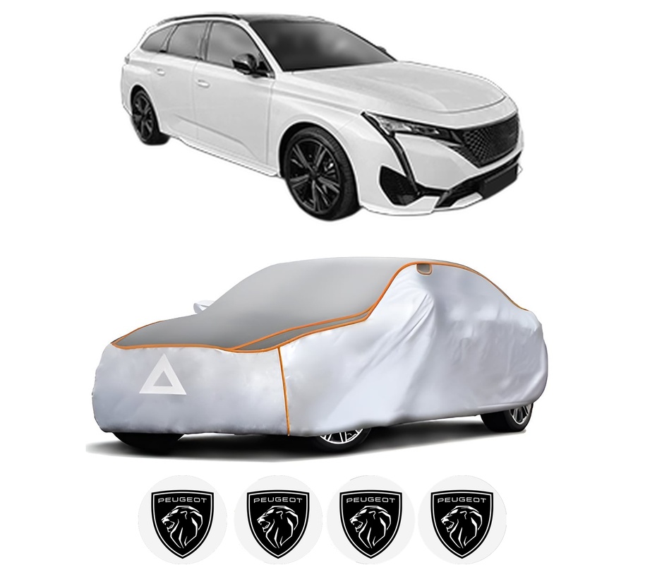 Husa Prelata Antigrindina Auto PEUGEOT 308 SW III (FC_, FJ_, FR_, F4_, FN_) din 2021-2023, Protectie auto contra intemperiilor la grindina, Waterproof, 4x Stickere auto PEUGEOT