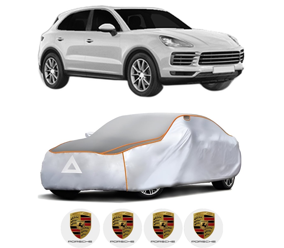 Husa Prelata Antigrindina Auto PORSCHE CAYENNE (9YA) din 2017-2023, Protectie auto contra intemperiilor la grindina, Waterproof, 4x Stickere auto PORSCHE