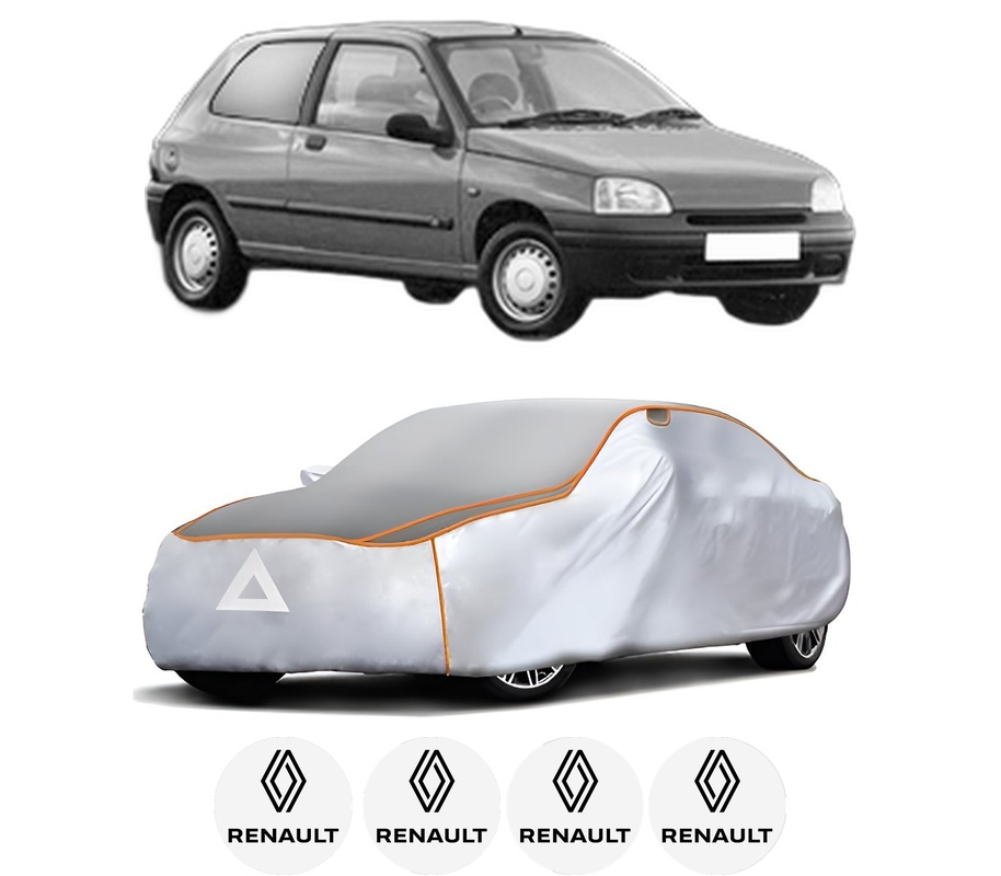 Husa Prelata Antigrindina Auto RENAULT CLIO II Hatchback Van (SB0/1/2_) din 1998-2010, Protectie auto contra intemperiilor la grindina, Waterproof, 4x Stickere auto RENAULT