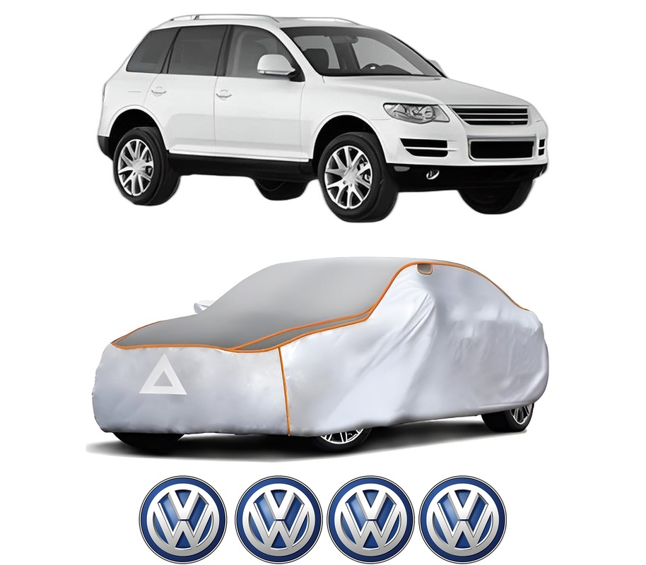 Husa Prelata Antigrindina Auto Volskwagen TOUAREG (7LA, 7L6, 7L7) din 2002-2010, Protectie auto contra intemperiilor la grindina, Waterproof, 4x Stickere auto Volskwagen