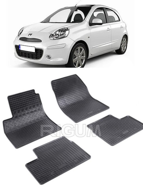 Set 4 covorase Nissan Micra 2010-2013, din cauciuc 100%, compatibile cu autoturismul NISSAN Micra