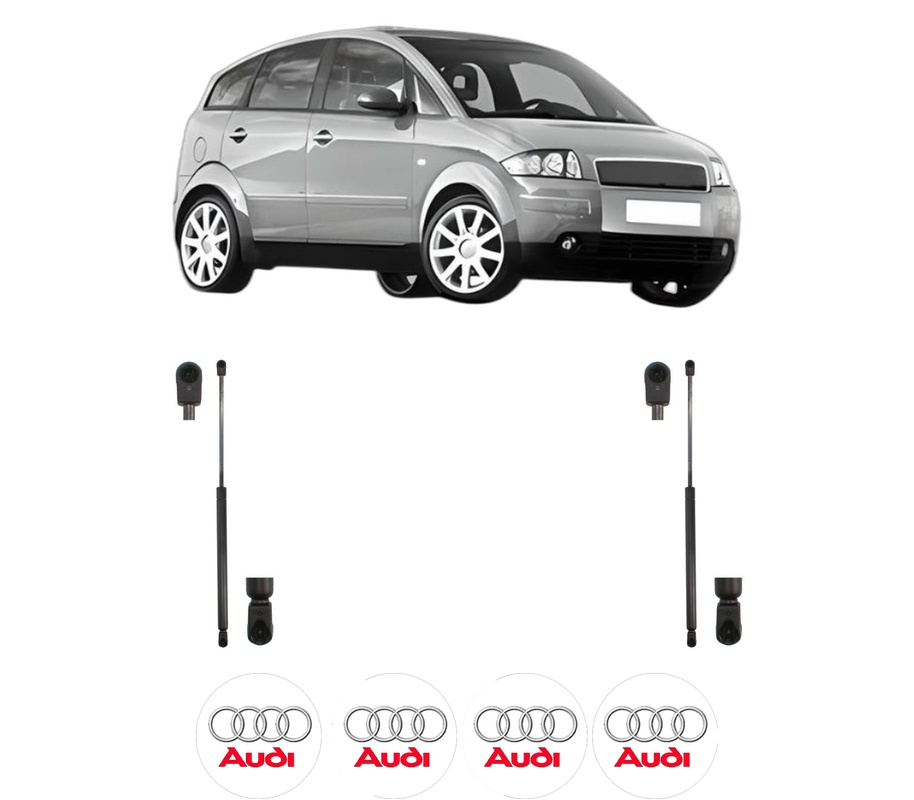 Set amortizoare portbagaj haion pentru AUDI A2 (8Z0) din 2000-2005, 2 bucati, KROSNO, 4 stickere auto AUDI