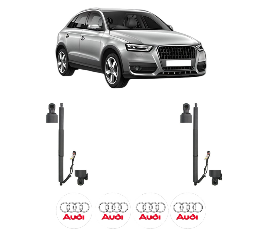 Set amortizoare portbagaj haion pentru AUDI Q3 (8UB, 8UG) din 2011-2018, 2 bucati, MAGNUM TECHNOLOGY, 4 stickere auto AUDI