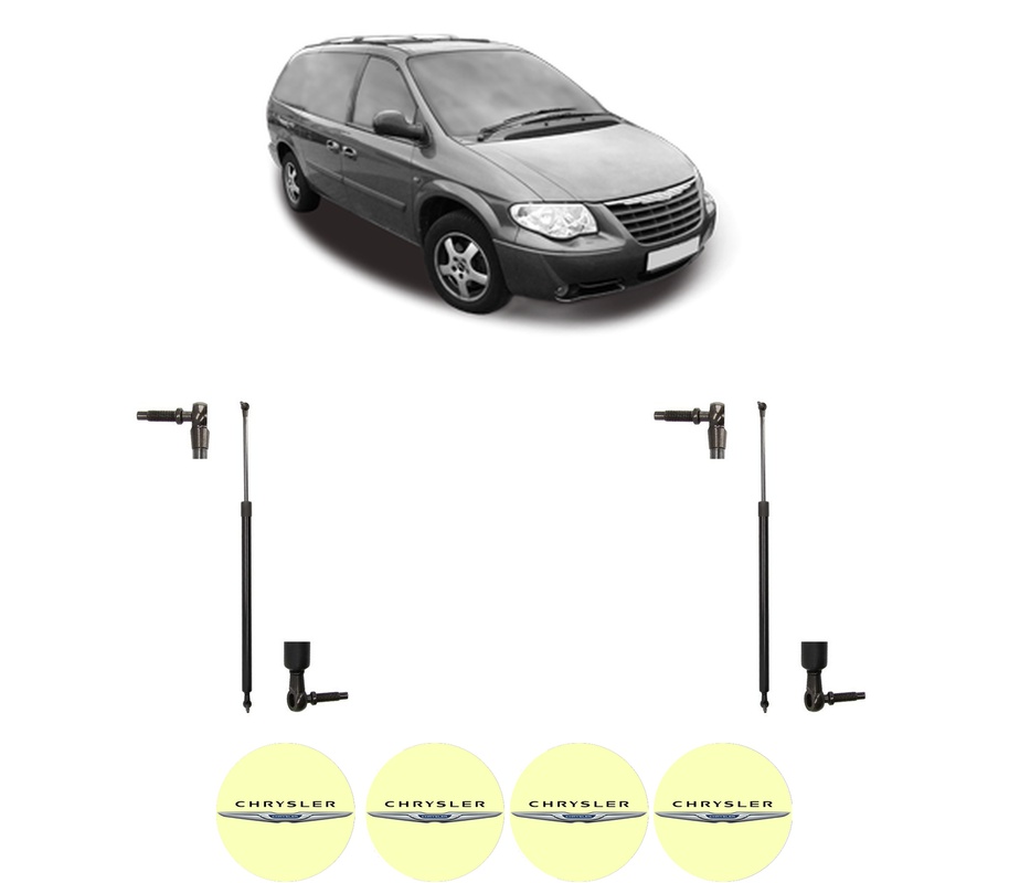 Set amortizoare portbagaj haion pentru CHRYSLER GRAND VOYAGER / VOYAGER IV (RG, RS) din 2000-2008, 2 bucati, MAGNUM TECHNOLOGY, 4 stickere auto CHRYSLER