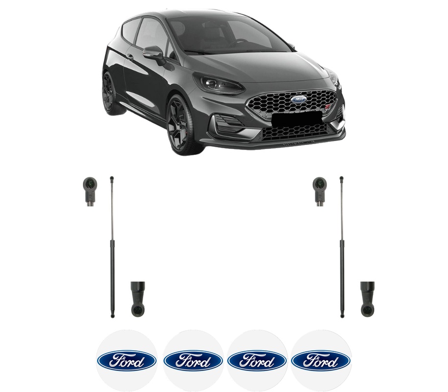 Set amortizoare portbagaj haion pentru FORD FIESTA VII (HJ, HF) din 2017-2022, 2 bucati, KROSNO, 4 stickere auto FORD