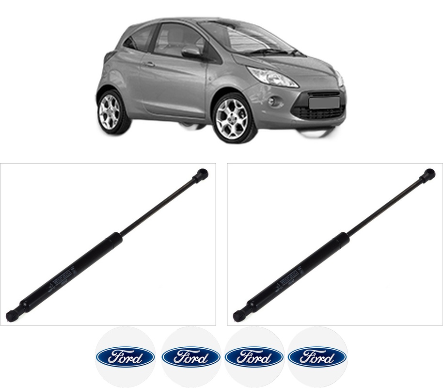 Set amortizoare portbagaj haion pentru FORD KA (RU8) din 2008-2016, 2 bucati, KROSNO, 4 stickere auto FORD