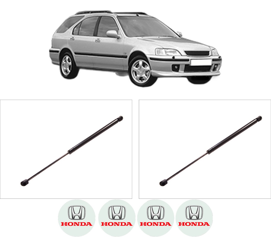 Set amortizoare portbagaj haion pentru HONDA CIVIC VI Aerodeck (MB, MC) din 1998-2001, 2 bucati, KROSNO, 4 stickere auto HONDA