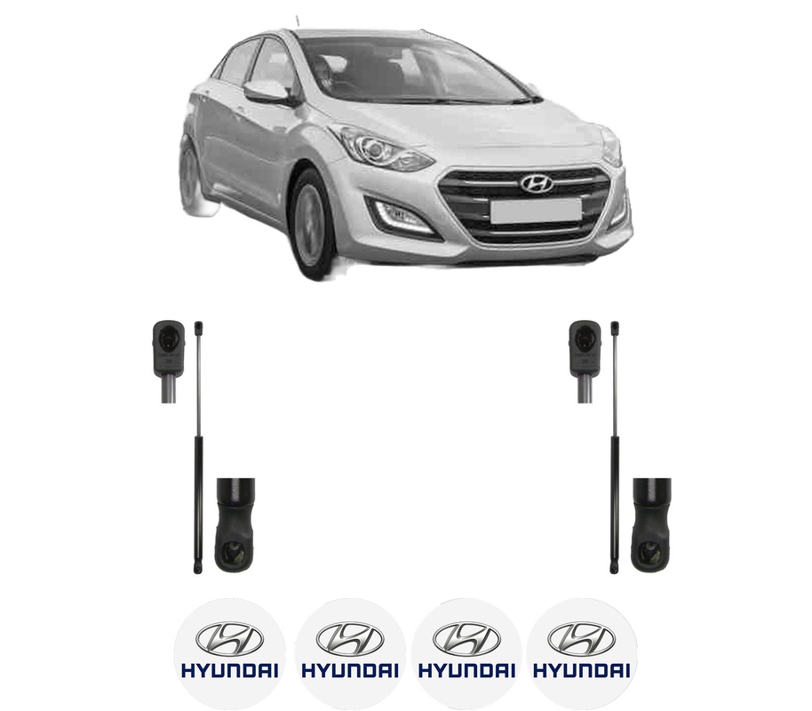 Set amortizoare portbagaj haion pentru HYUNDAI i30 Hatchback Van (GDE) din 2015-2017, 2 bucati, MAGNUM TECHNOLOGY, 4 stickere auto HYUNDAI