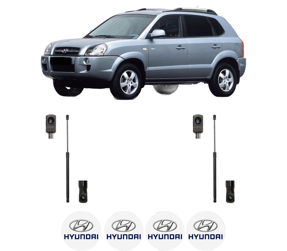 Set amortizoare portbagaj haion pentru HYUNDAI TUCSON (JM) din 2004-2012, 2 bucati, MAGNUM TECHNOLOGY, 4 stickere auto HYUNDAI