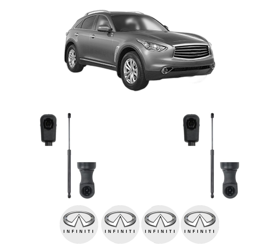 Set amortizoare portbagaj haion pentru INFINITI QX70 din 2013-2014, 2 bucati, KROSNO, 4 stickere auto INFINITI