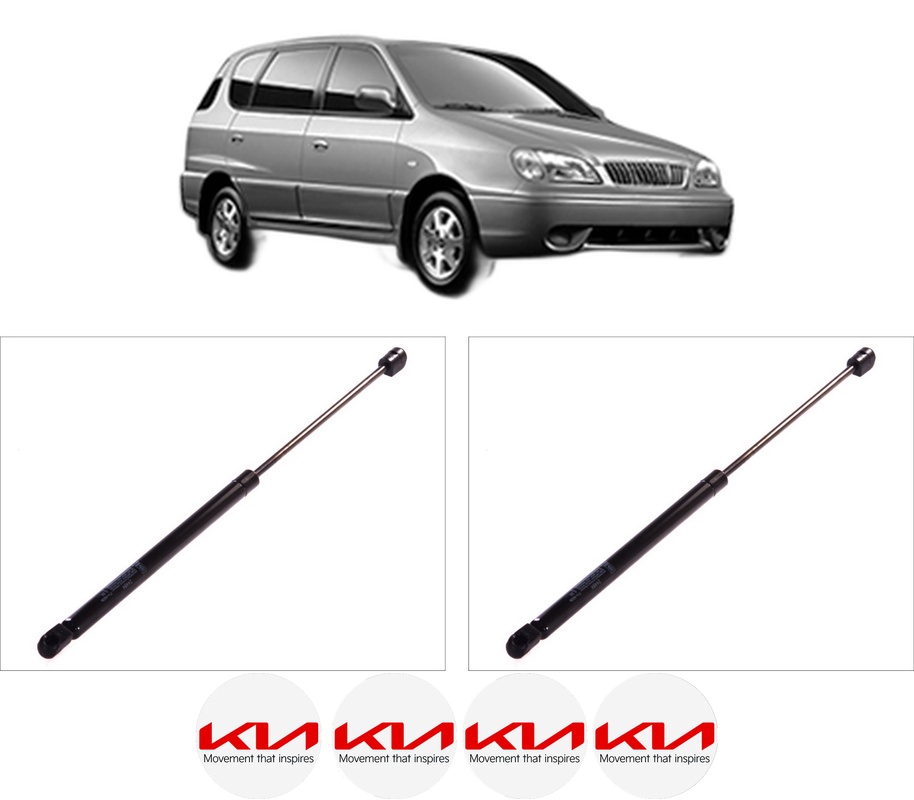 Set amortizoare portbagaj haion pentru KIA CARENS I MPV (FC, FJ) din 2002-2007, 2 bucati, KROSNO, 4 stickere auto KIA
