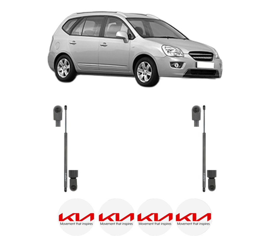 Set amortizoare portbagaj haion pentru KIA CARENS III MPV (UN) din 2006-2013, 2 bucati, KROSNO, 4 stickere auto KIA