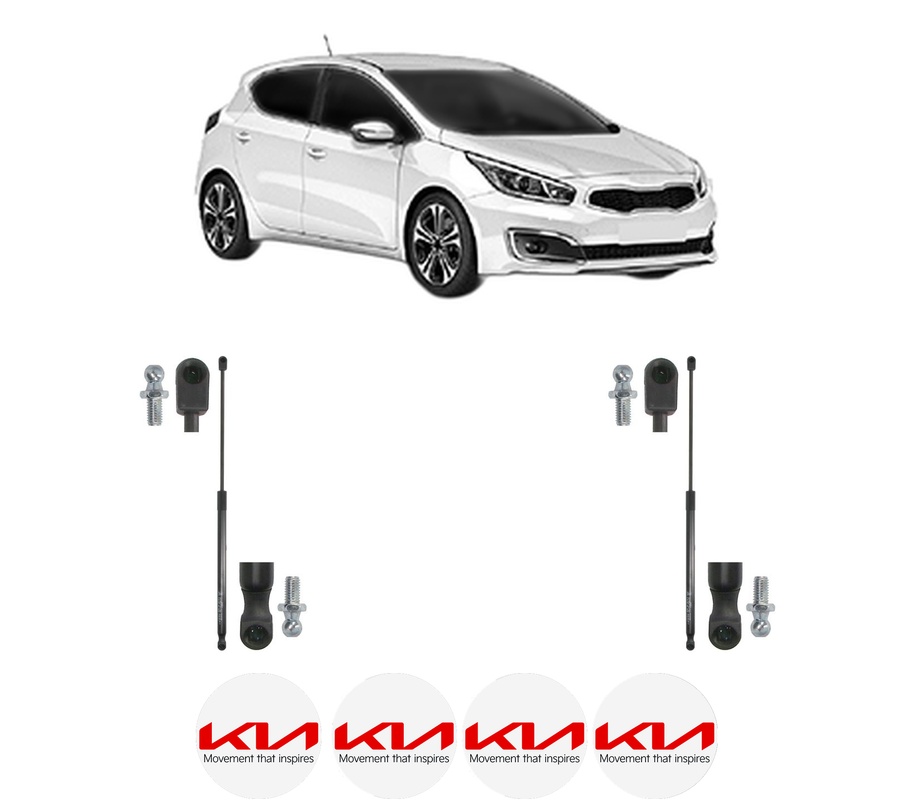 Set amortizoare portbagaj haion pentru KIA CEED (CD) din 2018-2024, 2 bucati, KROSNO, 4 stickere auto KIA