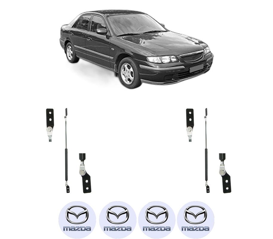 Set amortizoare portbagaj haion pentru MAZDA 626 V Hatchback (GF) din 1997-2002, 2 bucati, KROSNO, 4 stickere auto MAZDA