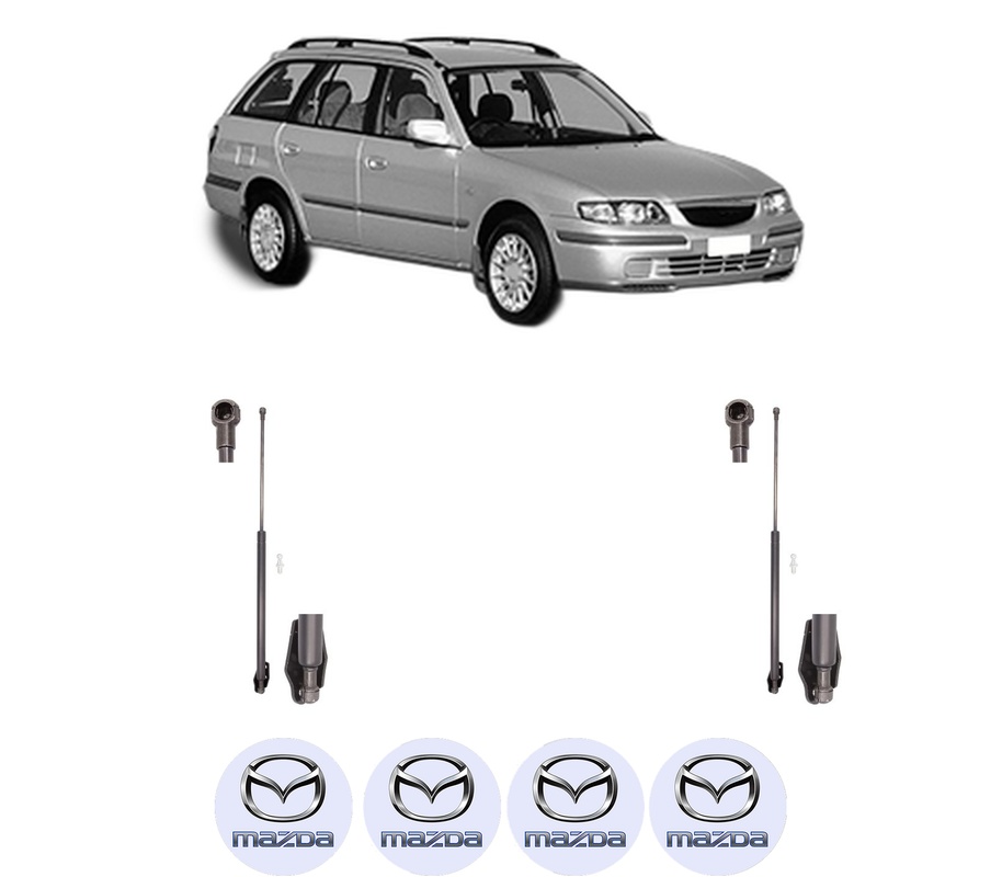 Set amortizoare portbagaj haion pentru MAZDA 626 V Station Wagon (GW) din 1998-2002, 2 bucati, KROSNO, 4 stickere auto MAZDA