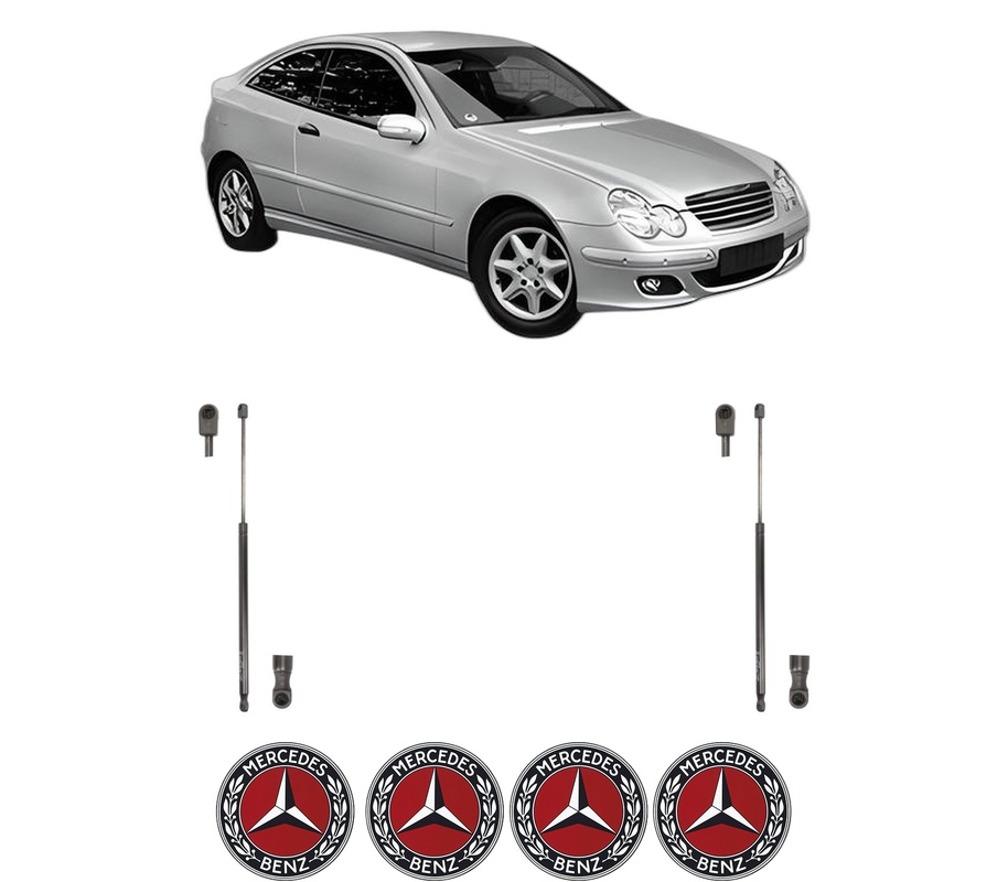Set amortizoare portbagaj haion pentru MERCEDES-BENZ C-CLASS Coupe (CL203) din 2001-2008, 2 bucati, KROSNO, 4 stickere auto MERCEDES-BENZ