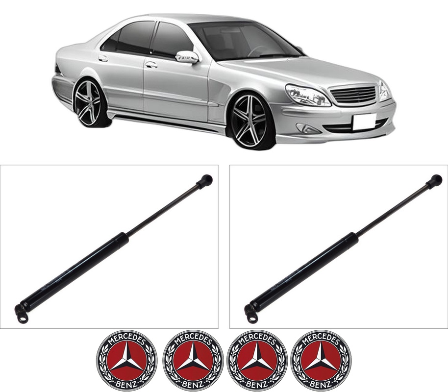 Set amortizoare portbagaj haion pentru MERCEDES-BENZ S-CLASS (W220, V220) din 1998-2005, 2 bucati, KROSNO, 4 stickere auto MERCEDES-BENZ