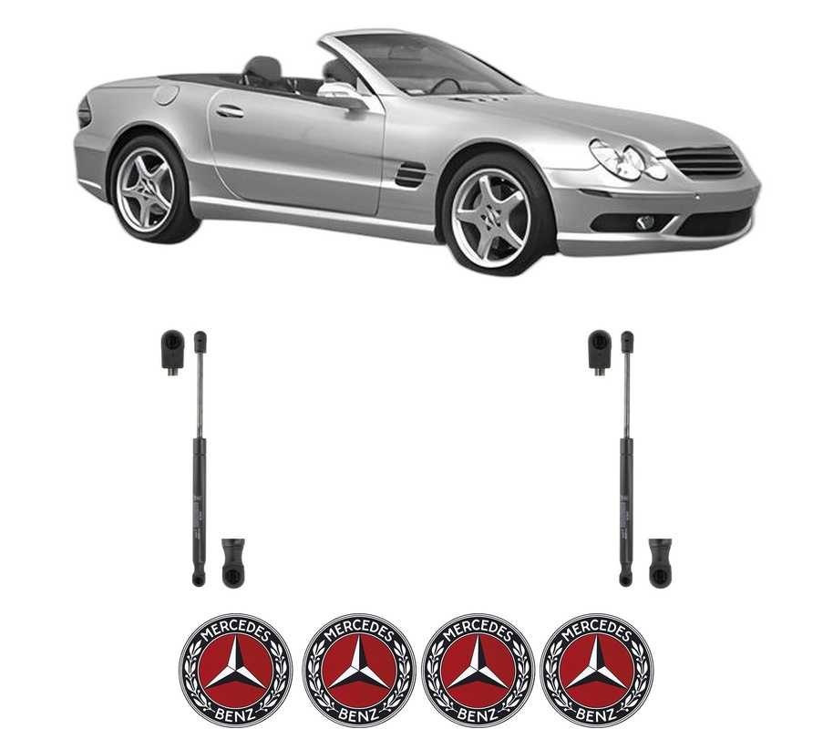 Set amortizoare portbagaj haion pentru MERCEDES-BENZ SL (R230) din 2001-2012, 2 bucati, KROSNO, 4 stickere auto MERCEDES-BENZ
