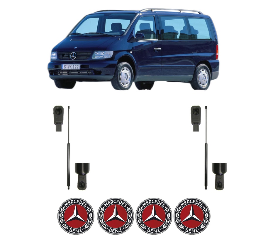 Set amortizoare portbagaj haion pentru MERCEDES-BENZ V-CLASS Van (638/2) din 1996-2003, 2 bucati, MAGNUM TECHNOLOGY, 4 stickere auto MERCEDES-BENZ