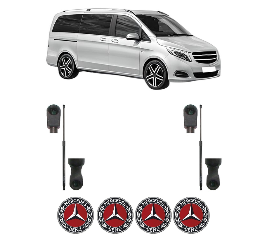 Set amortizoare portbagaj haion pentru MERCEDES-BENZ V-CLASS (W447) din 2014-2024, 2 bucati, KROSNO, 4 stickere auto MERCEDES-BENZ