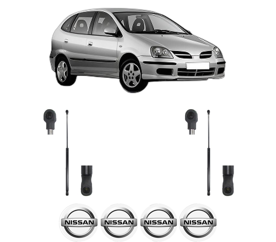 Set amortizoare portbagaj haion pentru NISSAN ALMERA TINO (V10) din 2000-2006, 2 bucati, MAGNUM TECHNOLOGY, 4 stickere auto NISSAN