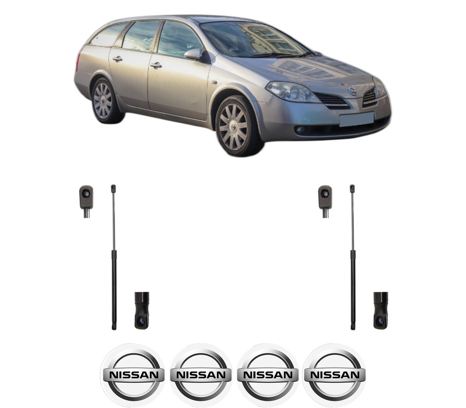 Set amortizoare portbagaj haion pentru NISSAN PRIMERA Hatchback (P12) din 2002-2008, 2 bucati, MAGNUM TECHNOLOGY, 4 stickere auto NISSAN