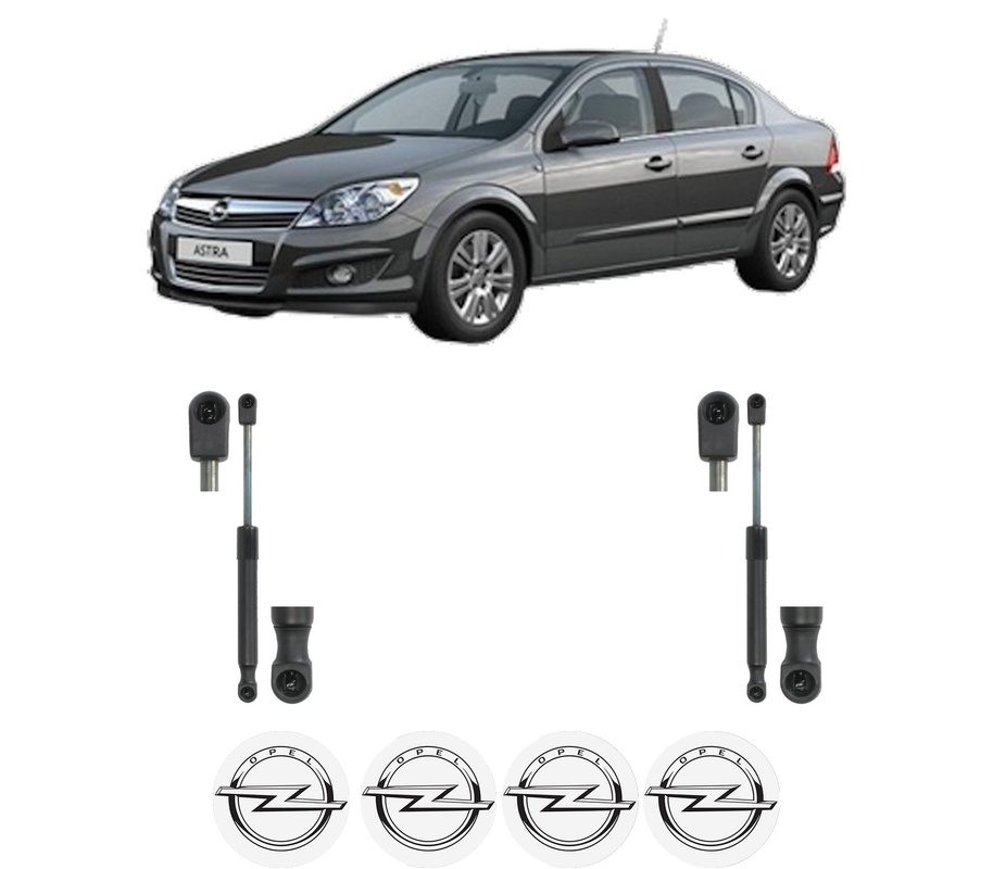 Set amortizoare portbagaj haion pentru OPEL ASTRA H Saloon (A04) din 2007-2014, 2 bucati, KROSNO, 4 stickere auto OPEL