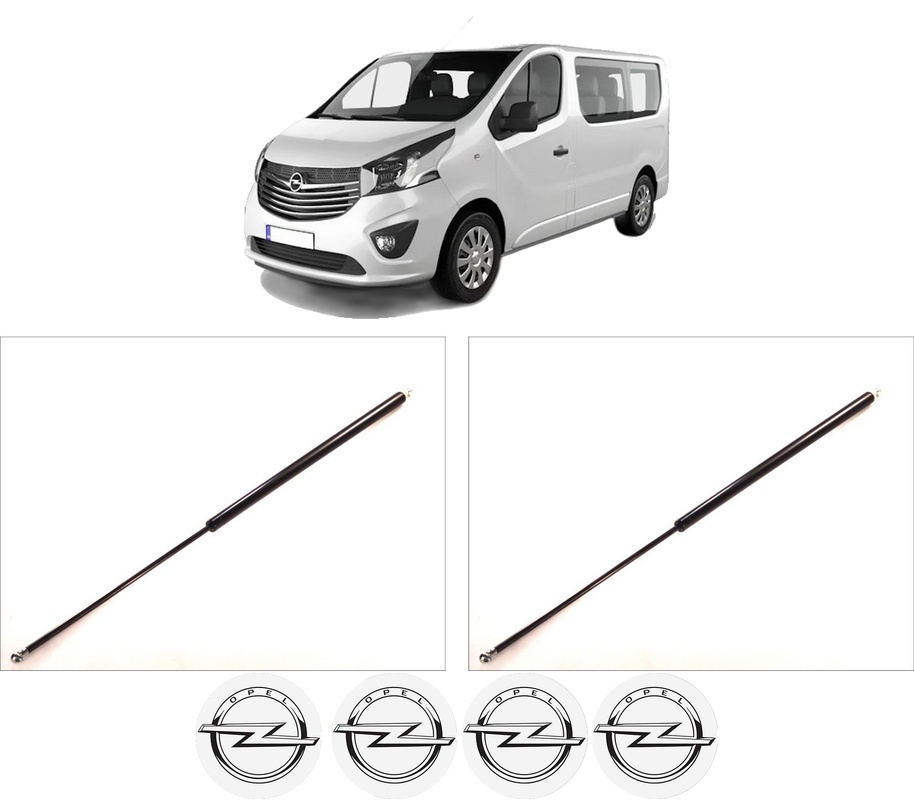 Set amortizoare portbagaj haion pentru OPEL VIVARO B Van (X82) din 2014-2019, 2 bucati, KROSNO, 4 stickere auto OPEL
