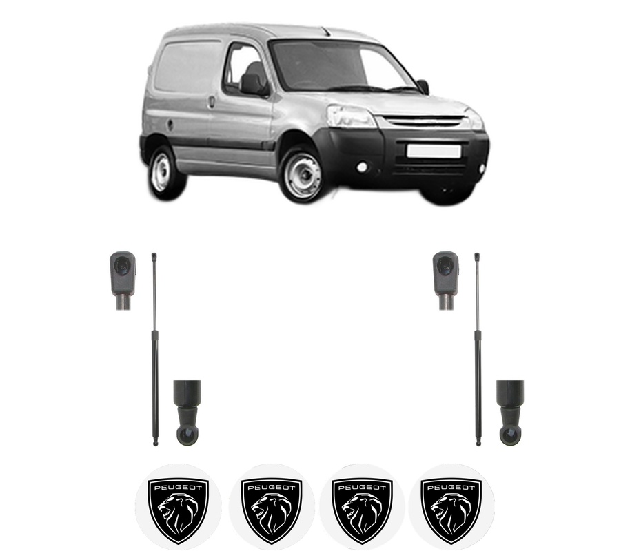 Set amortizoare portbagaj haion pentru PEUGEOT PARTNER Box Body/MPV din 2008-2016, 2 bucati, MAGNUM TECHNOLOGY, 4 stickere auto PEUGEOT