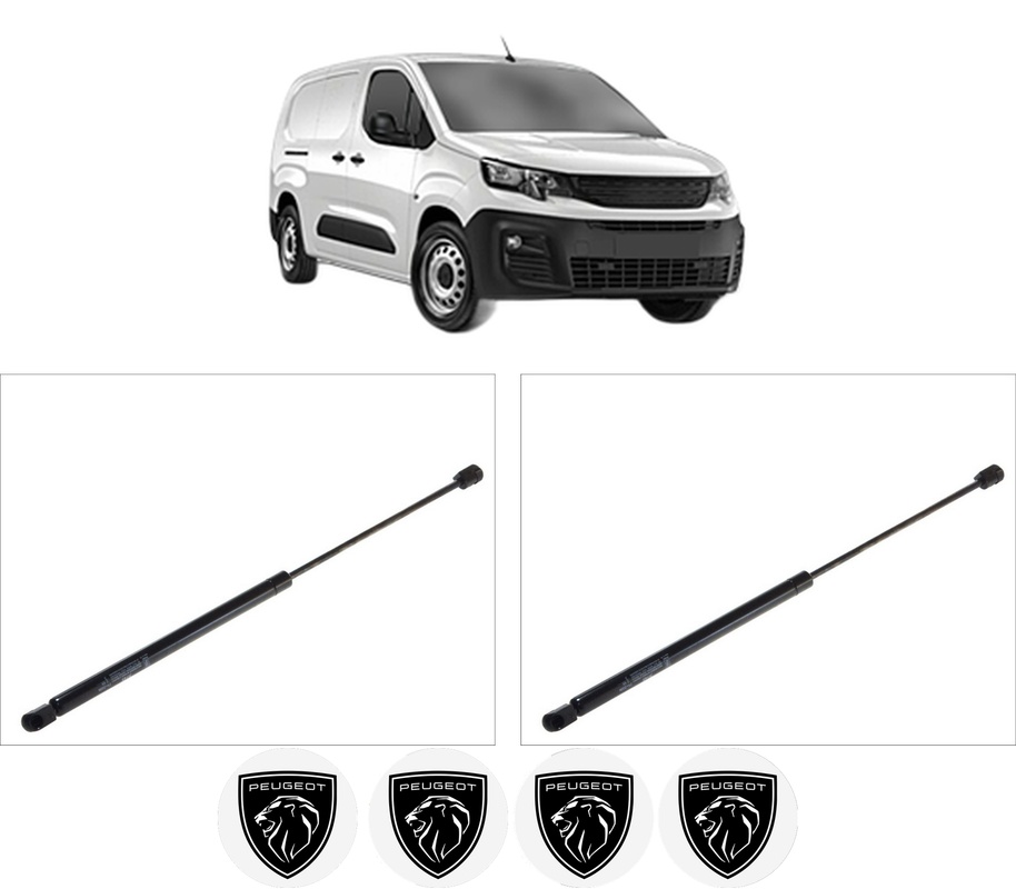 Set amortizoare portbagaj haion pentru PEUGEOT PARTNER Box Body/MPV (K9) din 2018-2021, 2 bucati, KROSNO, 4 stickere auto PEUGEOT