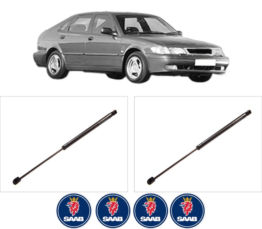 Set amortizoare portbagaj haion pentru SAAB 9-3 (YS3D) din 1998-2002, 2 bucati, KROSNO, 4 stickere auto SAAB