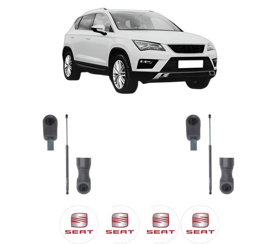 Set amortizoare portbagaj haion pentru SEAT ATECA (KH7, KHP) din 2016-2021, 2 bucati, KROSNO, 4 stickere auto SEAT