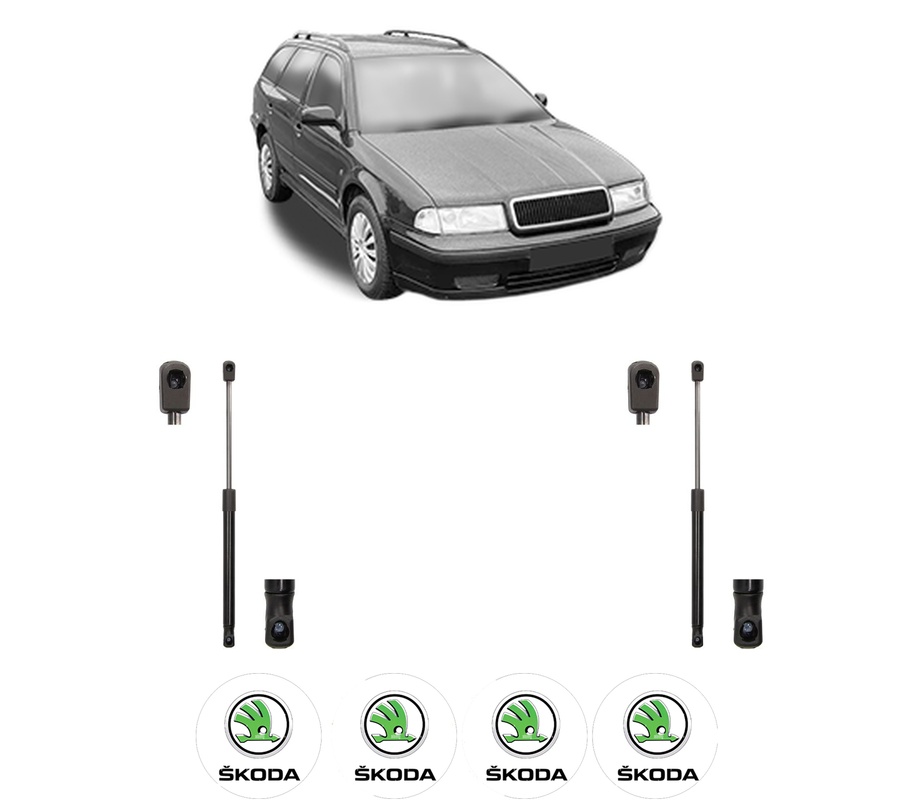 Set amortizoare portbagaj haion pentru SKODA OCTAVIA I Estate Van (1U5) din 2000-2010, 2 bucati, MAGNUM TECHNOLOGY, 4 stickere auto SKODA